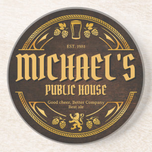 Personalisiertes Vintage-Pub-Schild aus rustikalem Getränkeuntersetzer