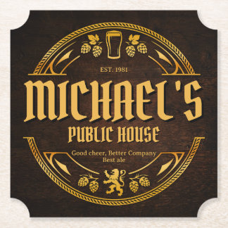 Personalisiertes Vintage-Pub-Schild aus rustikalem Untersetzer