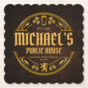 Personalisiertes Vintage-Pub-Schild aus rustikalem Untersetzer