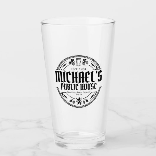 Personalisiertes Vintage-Pub-Schild - Individuelle Glas (Vorderseite)