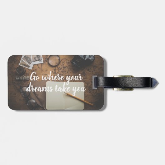 Personalisiertes Vintage Reisegepäck Gepäckanhänger (Rückseite horizontal)