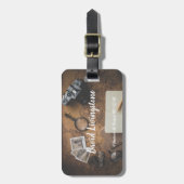 Personalisiertes Vintage Reisegepäck Gepäckanhänger (Vorderseite vertikal)