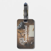 Personalisiertes Vintage Reisegepäck Gepäckanhänger (Rückseite vertikal)