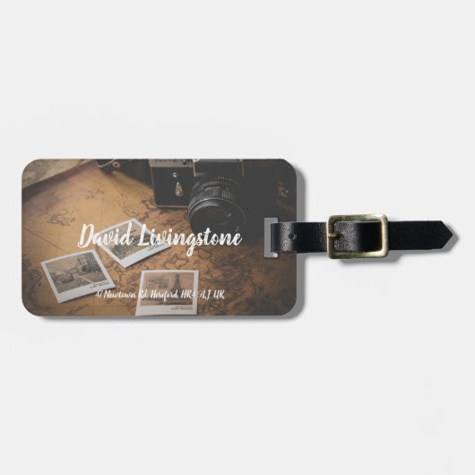 Personalisiertes Vintage Reisegepäck Gepäckanhänger (Vorderseite horizontal)