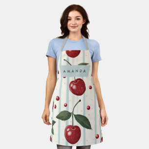 Personalisiertes Vintage Retro Rot Kirschen Muster Schürze