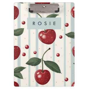 Personalisiertes Vintage Retro Rotkirschmuster Klemmbrett