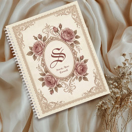 Personalisiertes Vintage-Rosen-Monogramm-Notizbuch Notizblock