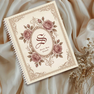Personalisiertes Vintage-Rosen-Monogramm-Notizbuch Notizblock