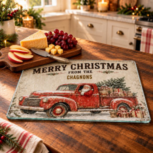 Personalisiertes Vintage-Santa-Weihnachts-Schneidb Schneidebrett