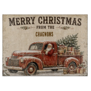 Personalisiertes Vintage-Santa-Weihnachts-Schneidb Schneidebrett