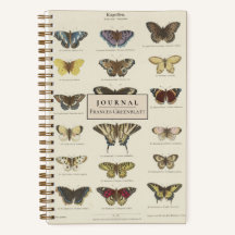 Personalisiertes Vintage-Schmetterlinge-Journal