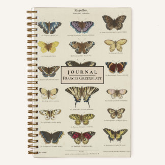 Personalisiertes Vintage-Schmetterlinge-Journal Notizblock