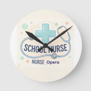 Personalisiertes Vintage-Schulkrankenschwester-Sch Runde Wanduhr