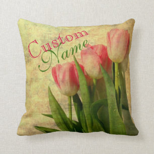 Personalisiertes Vintage-Tulpen-Kissen Kissen