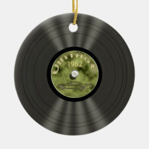 Personalisiertes Vintage-Vinyl-Schallplatten-Ornam Keramikornament