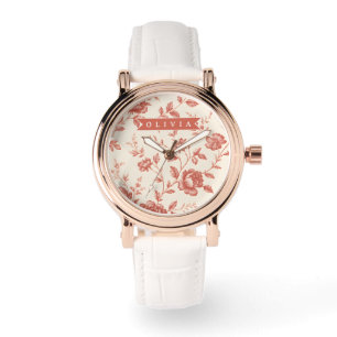 Personalisiertes vintage zartes Blumen-Toile-Desig Armbanduhr