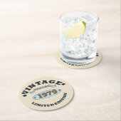 Personalisiertes Vintages 45. Geburtstagsgeschenk Runder Pappuntersetzer (Vor Ort)