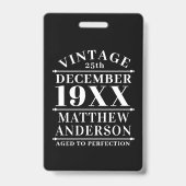 Personalisiertes Vintages Alter bis zur Perfektion Ausweis (Rückseite)