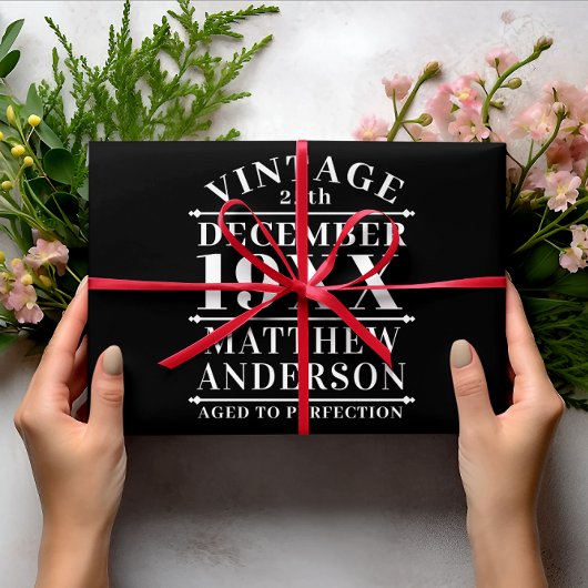 Personalisiertes Vintages Alter bis zur Perfektion Geschenkpapier Set