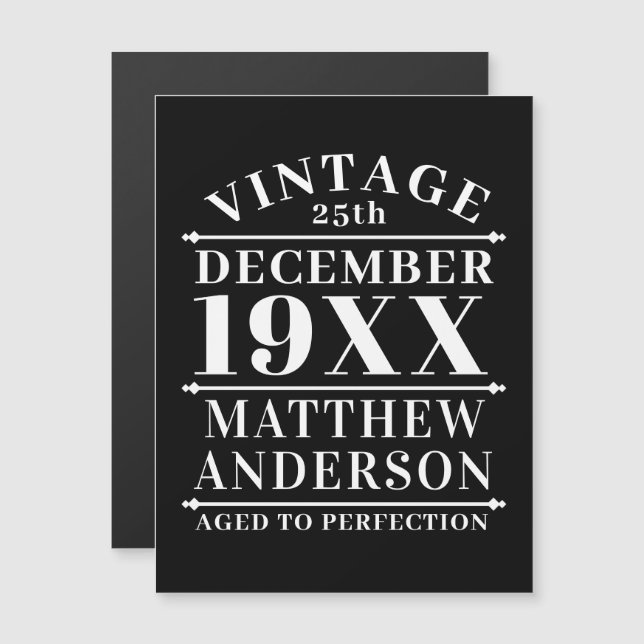 Personalisiertes Vintages Alter bis zur Perfektion Magnetkarte (Vorne/Hinten)