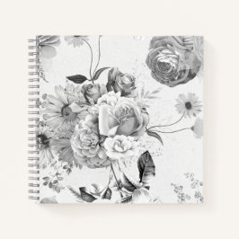 Personalisiertes Vintages Black Floral Collage Not Notizblock