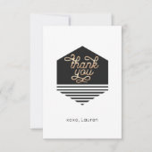 Personalisiertes Vintages Black & Gold Flat Vielen Dankeskarte (Vorderseite)