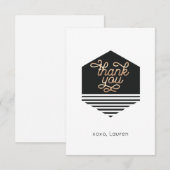 Personalisiertes Vintages Black & Gold Flat Vielen Dankeskarte (Vorne/Hinten)