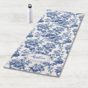 Personalisiertes Vintages Bläsernavy-White-Toile Yogamatte