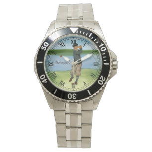 Personalisiertes Vintages Blick Golfspieler-Golf Armbanduhr
