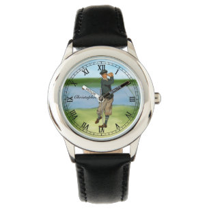 Personalisiertes Vintages Blick Golfspieler-Golf Armbanduhr