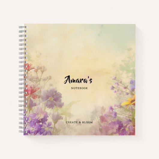 Personalisiertes Vintages BlumengussNotebook Notizblock (Vorderseite)