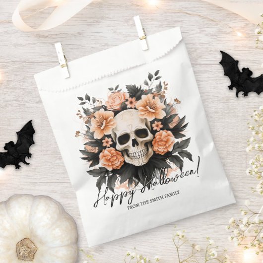 Personalisiertes Vintages Blumenschädel Halloween Geschenktütchen