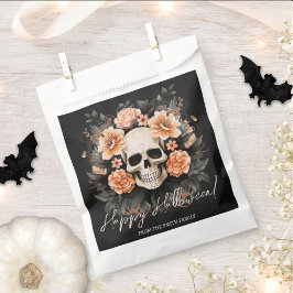 Personalisiertes Vintages Blumenschädel Halloween Geschenktütchen