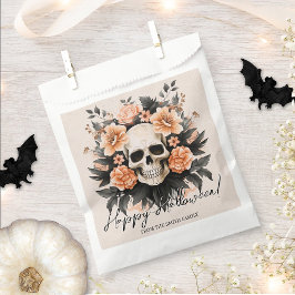 Personalisiertes Vintages Blumenschädel Halloween Geschenktütchen