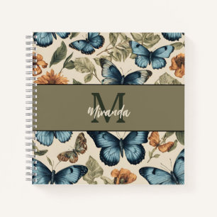 Personalisiertes Vintages Butterfly-Monogramm-Sket Notizblock