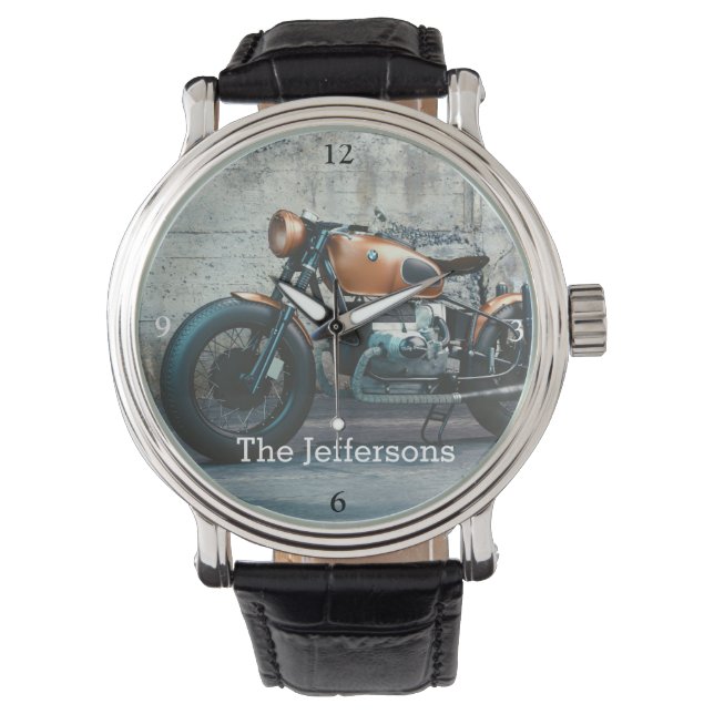 Personalisiertes Vintages deutsches Motorrad Armbanduhr (Vorderseite)