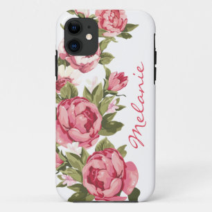 Personalisiertes Vintages erröten rosa Rosen Case-Mate iPhone Hülle