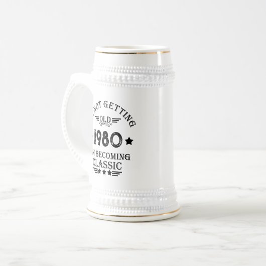 Personalisiertes Vintages Geburtstagsgeschenk Bierglas (Vorderseite Links)