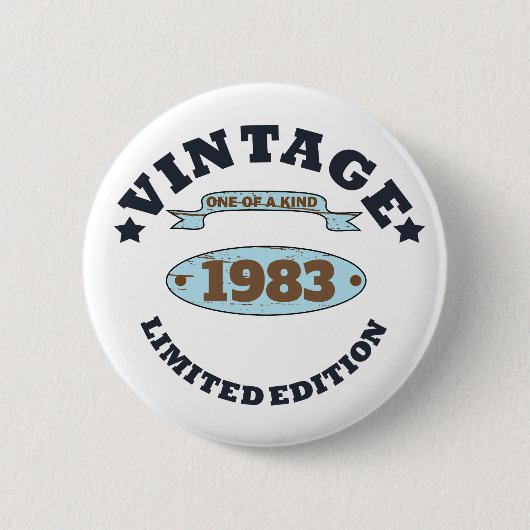 Personalisiertes Vintages Geburtstagsgeschenk Button (Vorderseite)