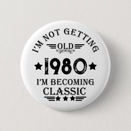 Personalisiertes Vintages Geburtstagsgeschenk Button (Vorderseite)