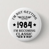 Personalisiertes Vintages Geburtstagsgeschenk Button (Vorderseite)