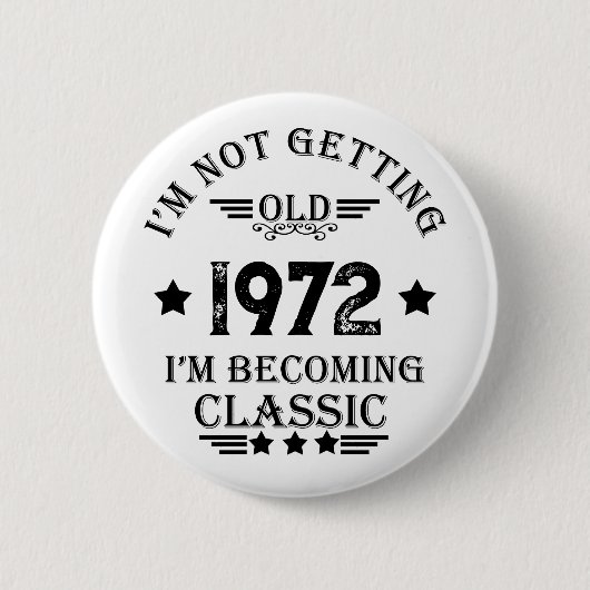 Personalisiertes Vintages Geburtstagsgeschenk Button (Vorderseite)