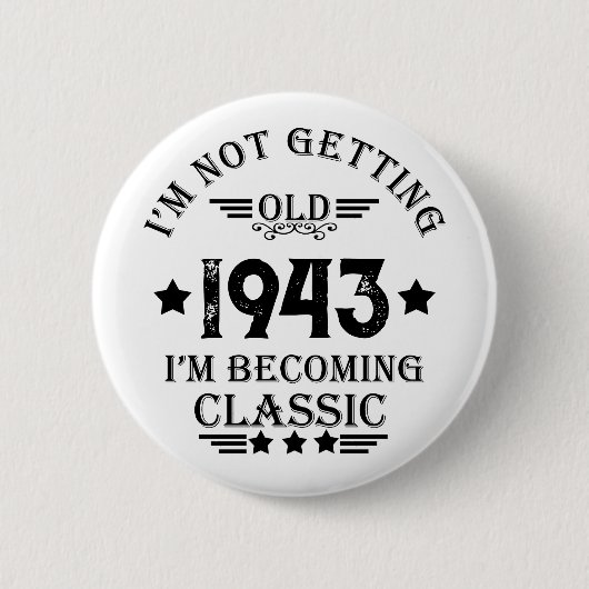 Personalisiertes Vintages Geburtstagsgeschenk Button (Vorderseite)