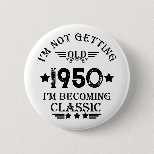 Personalisiertes Vintages Geburtstagsgeschenk Button (Vorderseite)
