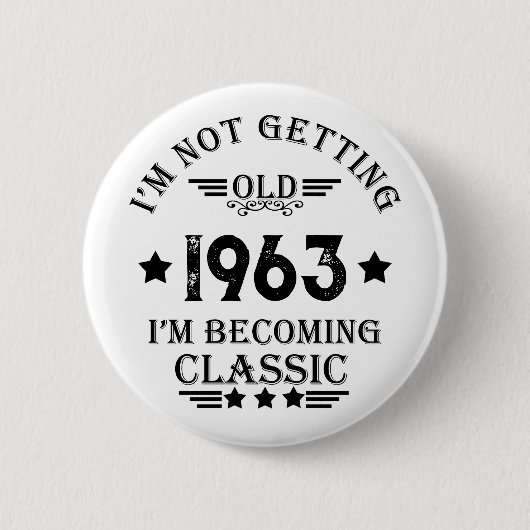Personalisiertes Vintages Geburtstagsgeschenk Button (Vorderseite)