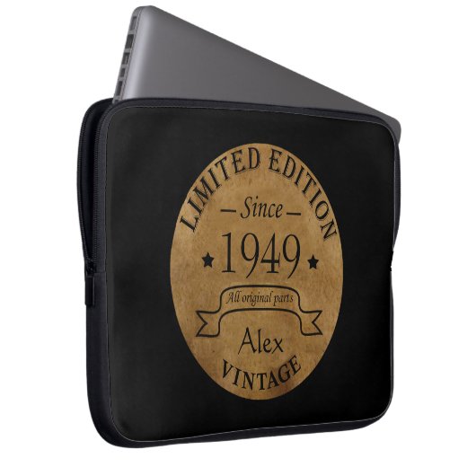 Personalisiertes Vintages Geburtstagsgeschenk Laptopschutzhülle (Vorne Rechts)