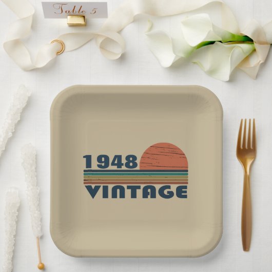 Personalisiertes Vintages Geburtstagsgeschenk Pappteller (Hochzeit)