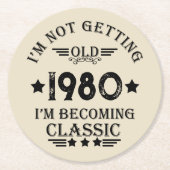 Personalisiertes Vintages Geburtstagsgeschenk Runder Pappuntersetzer (Vorderseite)