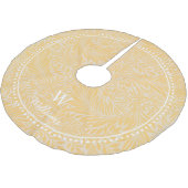 Personalisiertes Vintages Gold Larkspur Blume Must Polyester Weihnachtsbaumdecke (Schrägansicht)