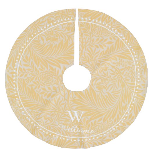 Personalisiertes Vintages Gold Larkspur Blume Must Polyester Weihnachtsbaumdecke (Vorderseite)